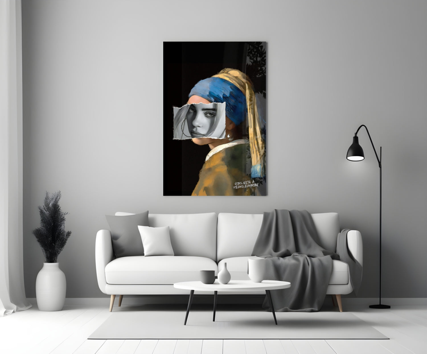Contemporary Girl with Pearl a Earring Glass Wall Art || Designer Collection