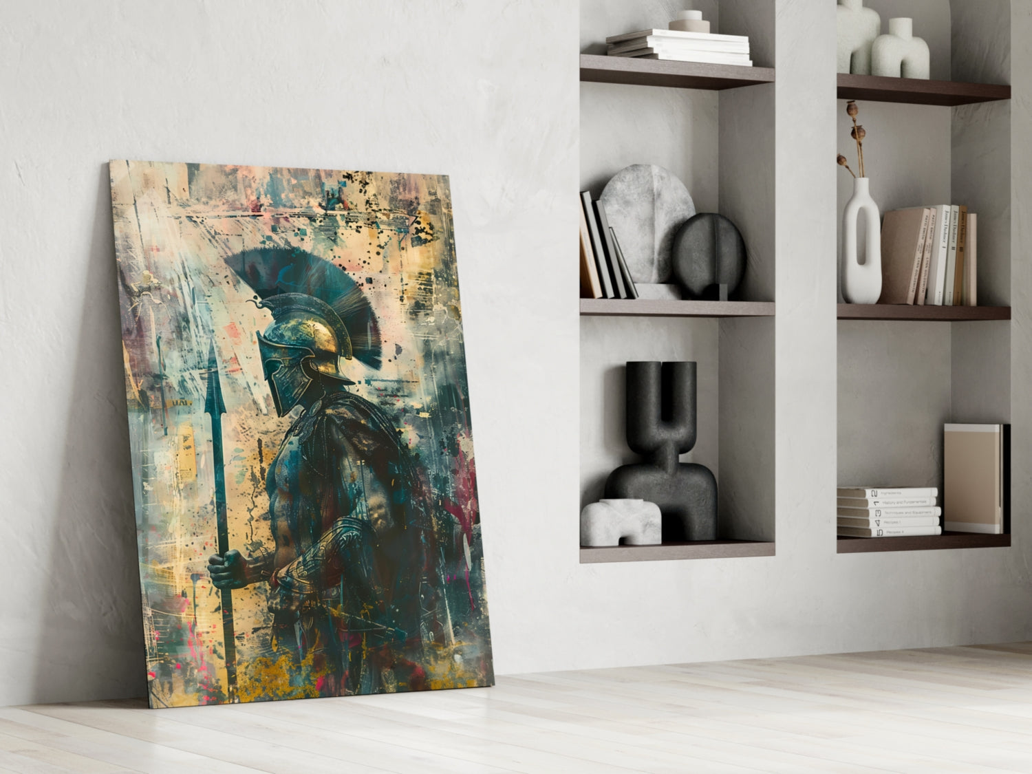 Colorful Painted Spartan Glass Wall Art