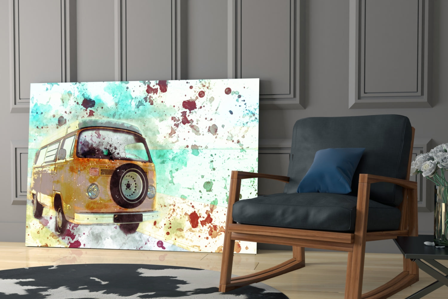 Illustration Vintage Rounded Car Glass Wall Art