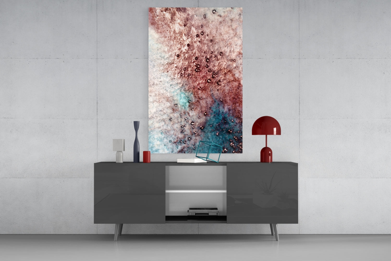 Rose Teal Geode Bubble Glass Wall Art