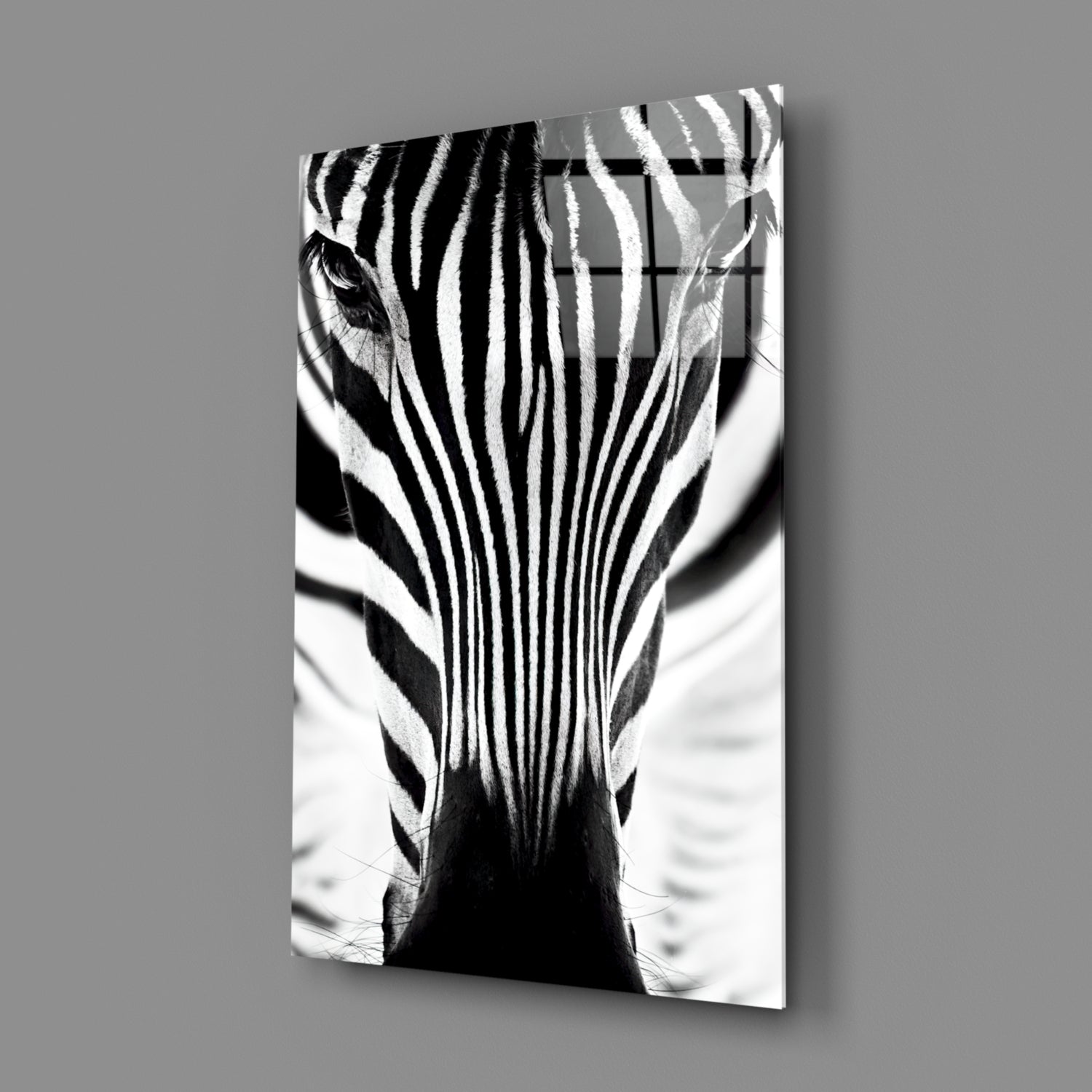 Symmetric Zebra Face Glass Wall Art