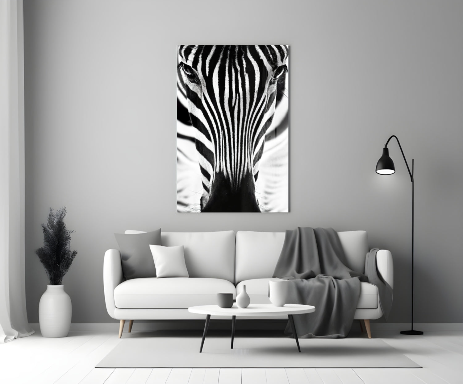 Symmetric Zebra Face Glass Wall Art