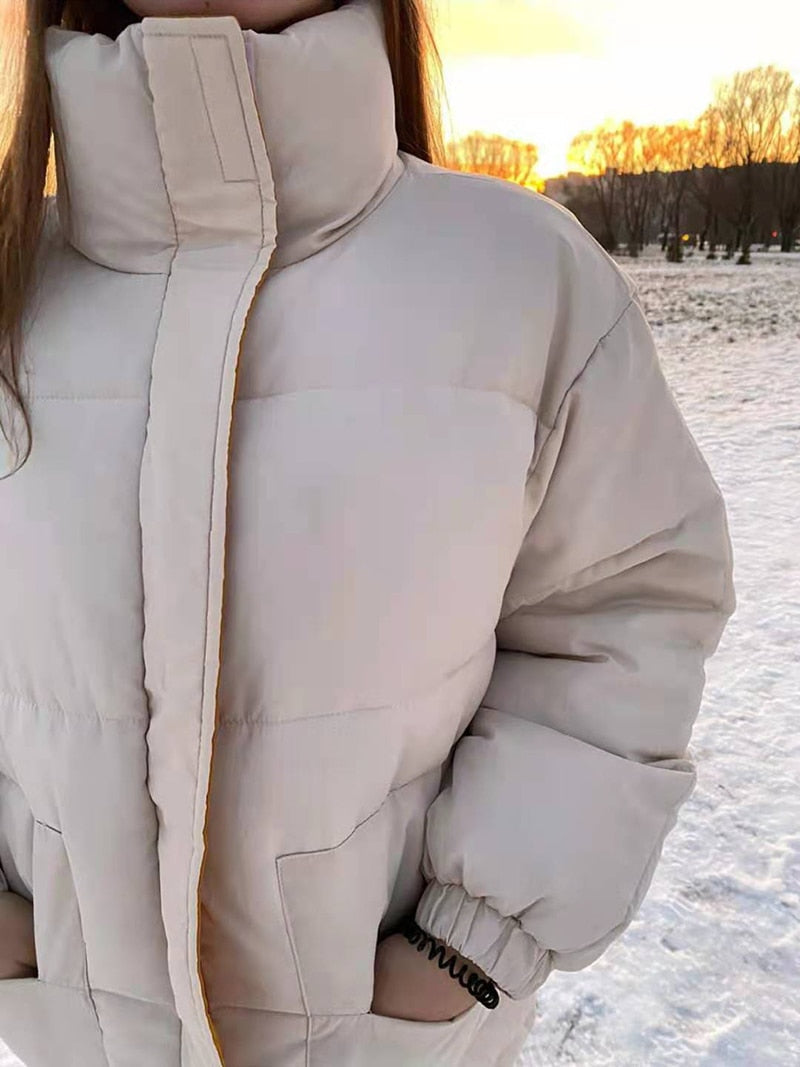 Winter Jacket Female Coat Patchwork Windbreaker Women Padded Zipper Outwear Parka Thick Streetwear