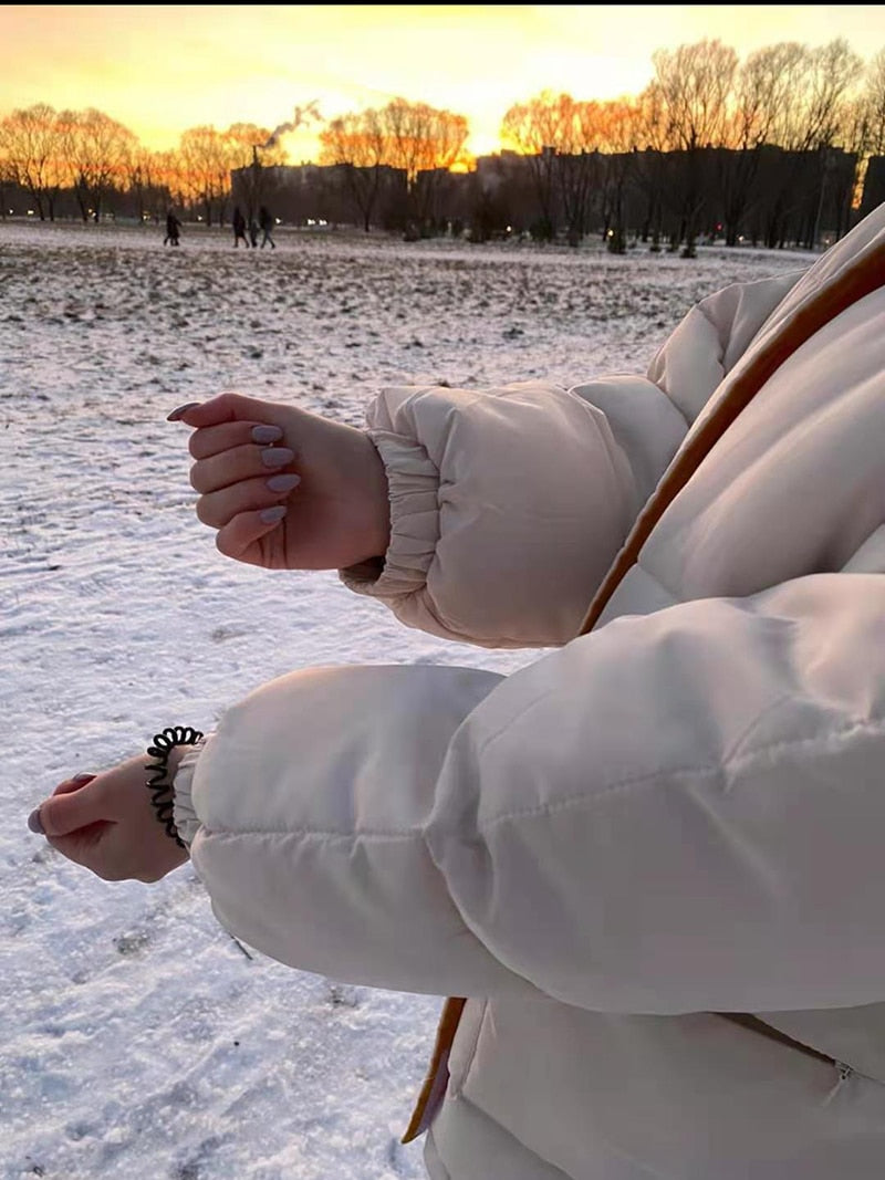 Winter Jacket Female Coat Patchwork Windbreaker Women Padded Zipper Outwear Parka Thick Streetwear