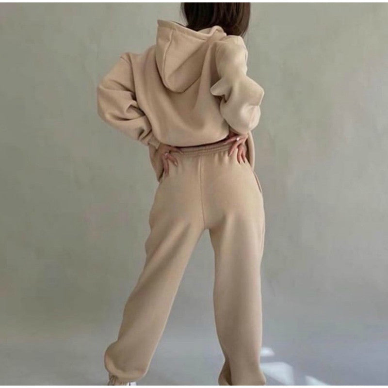 Tracksuit Fleece Sweatshirts Two Piece Set Oversized Sports Hoodie Suit