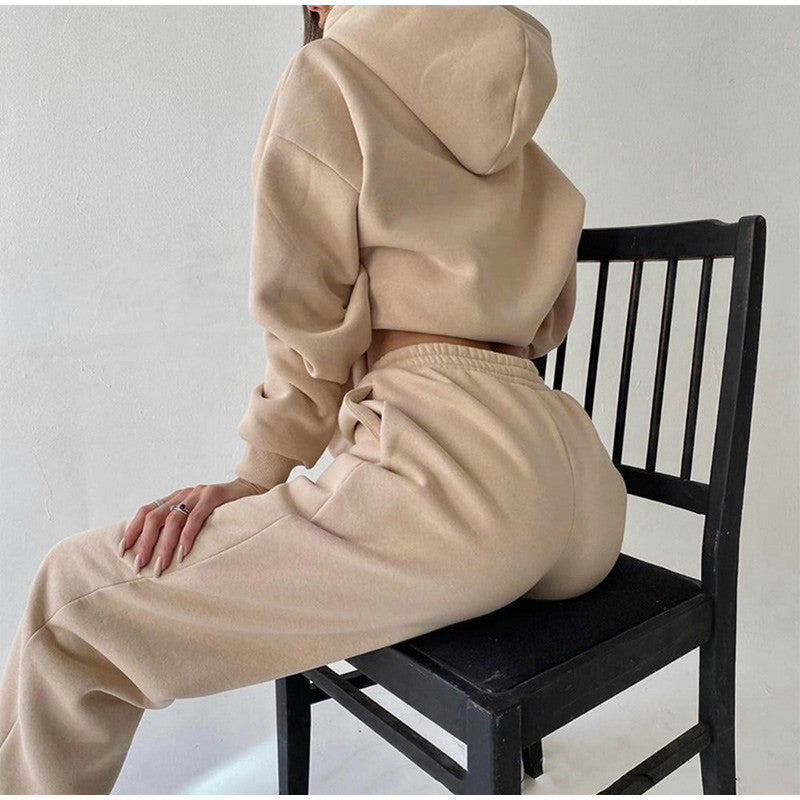 Tracksuit Fleece Sweatshirts Two Piece Set Oversized Sports Hoodie Suit