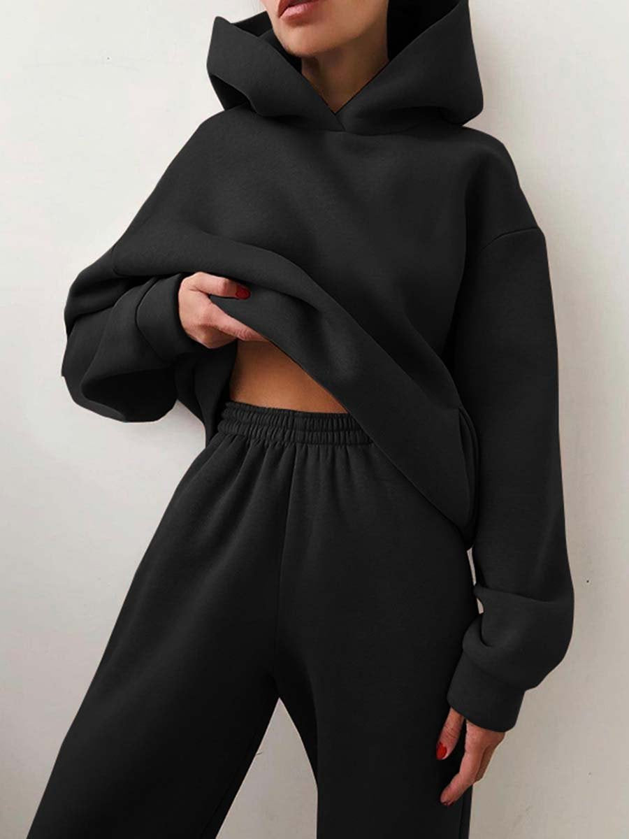 Tracksuit Fleece Sweatshirts Two Piece Set Oversized Sports Hoodie Suit