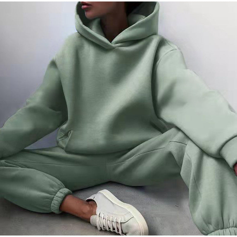 Tracksuit Fleece Sweatshirts Two Piece Set Oversized Sports Hoodie Suit