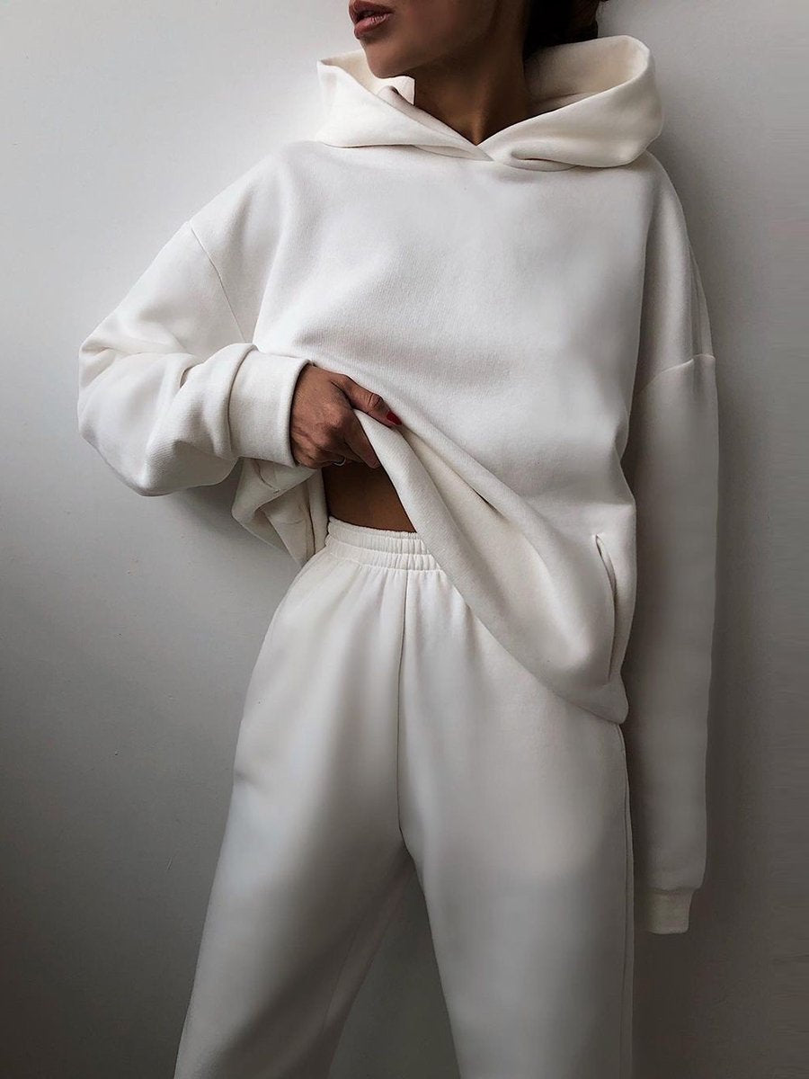 Tracksuit Fleece Sweatshirts Two Piece Set Oversized Sports Hoodie Suit