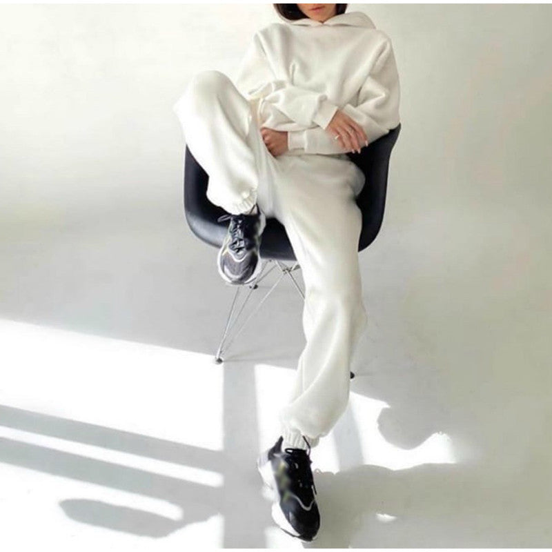 Tracksuit Fleece Sweatshirts Two Piece Set Oversized Sports Hoodie Suit