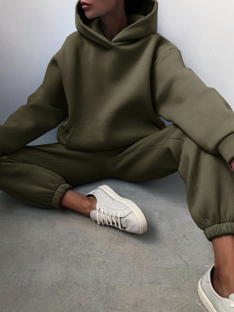 Tracksuit Fleece Sweatshirts Two Piece Set Oversized Sports Hoodie Suit