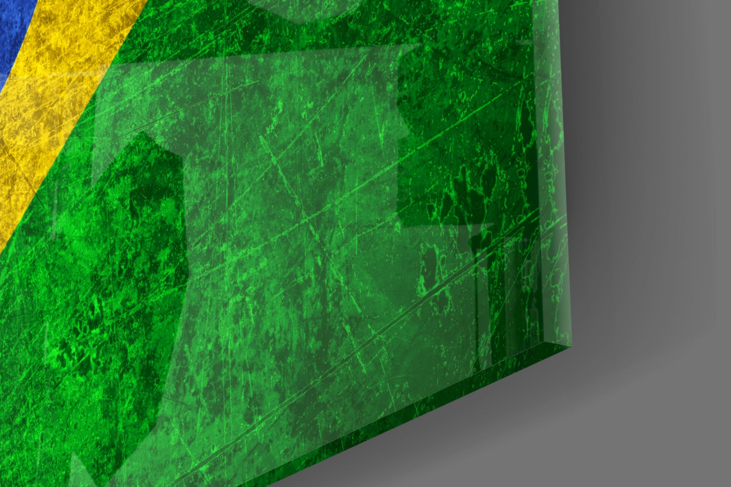 Distressed Grunge Brazil Star Globe Flag Glass Wall Art