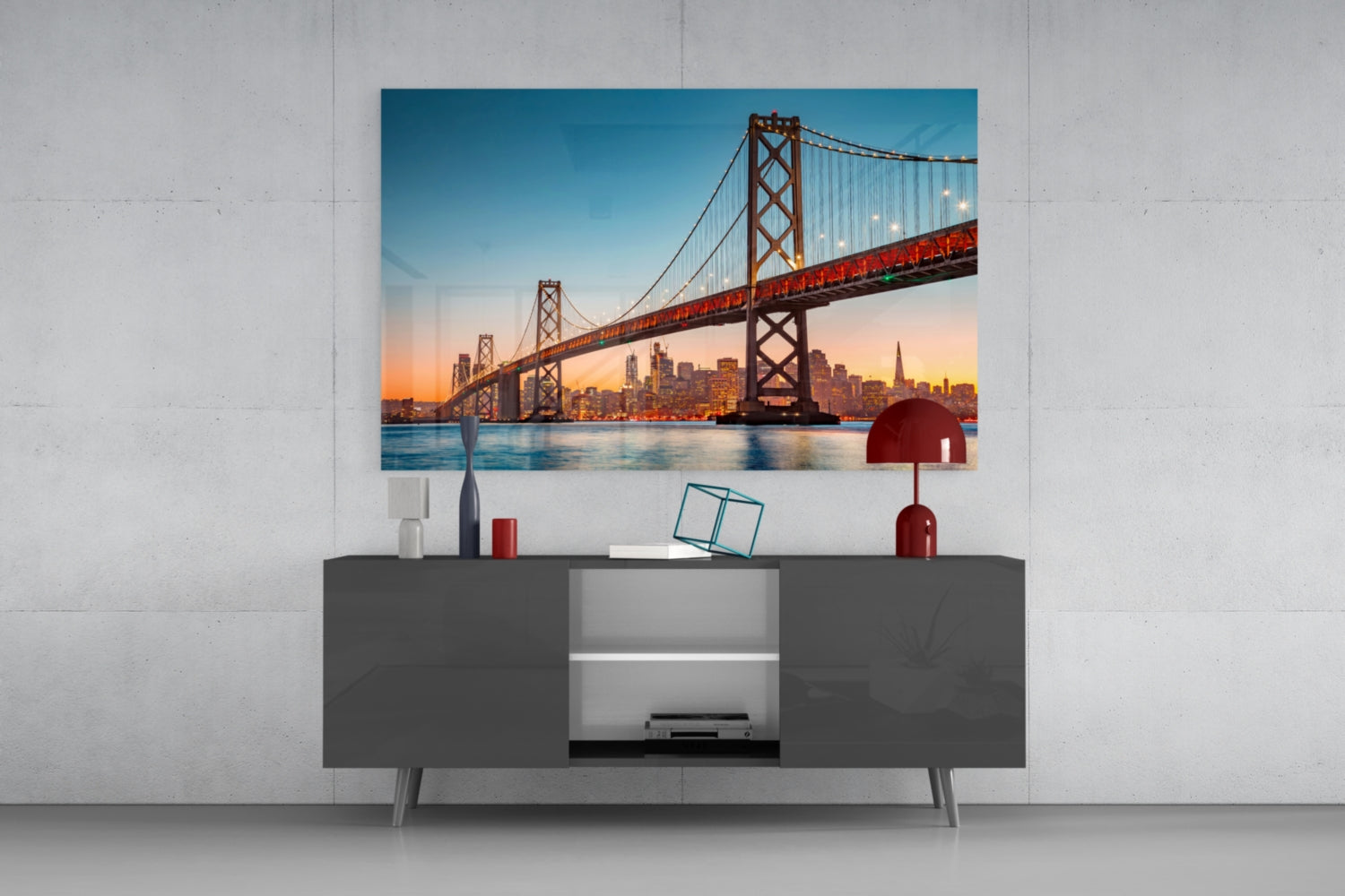 San Francisco Oakland Bay Bridge Glass Wall Art