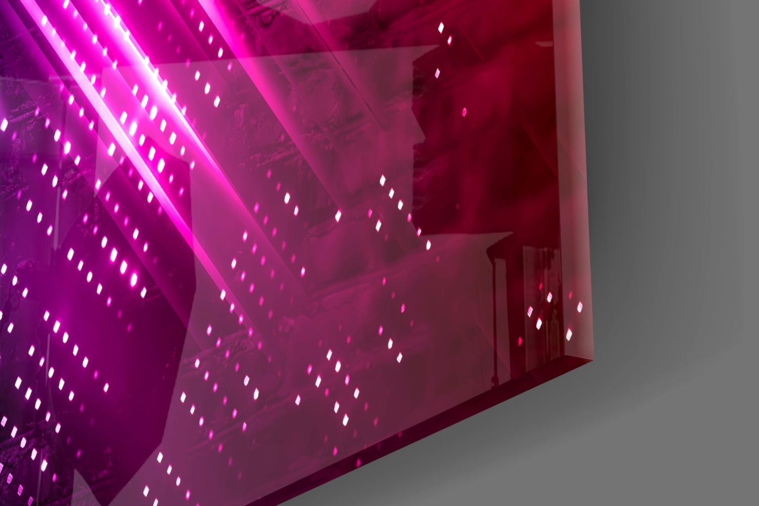 Neon Arrows on Brick Wall Glass Wall Art