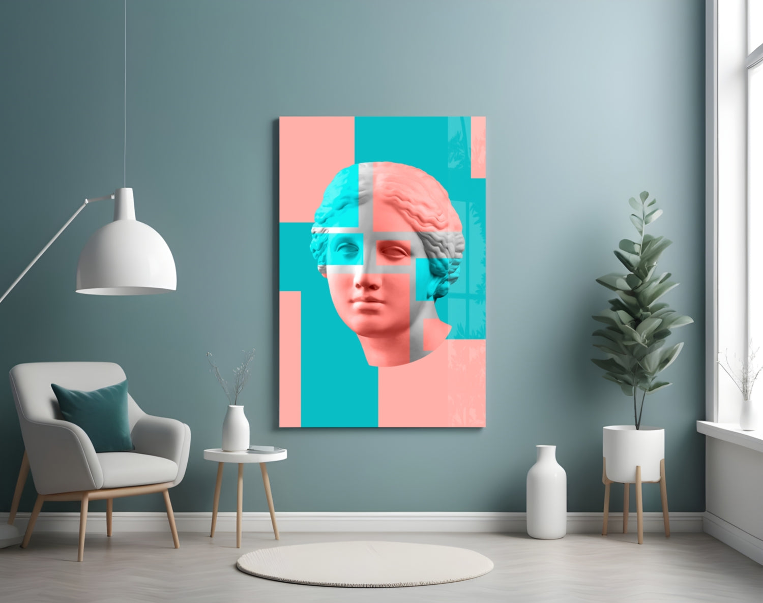 Pastel Color Block Venus Glass Wall Art