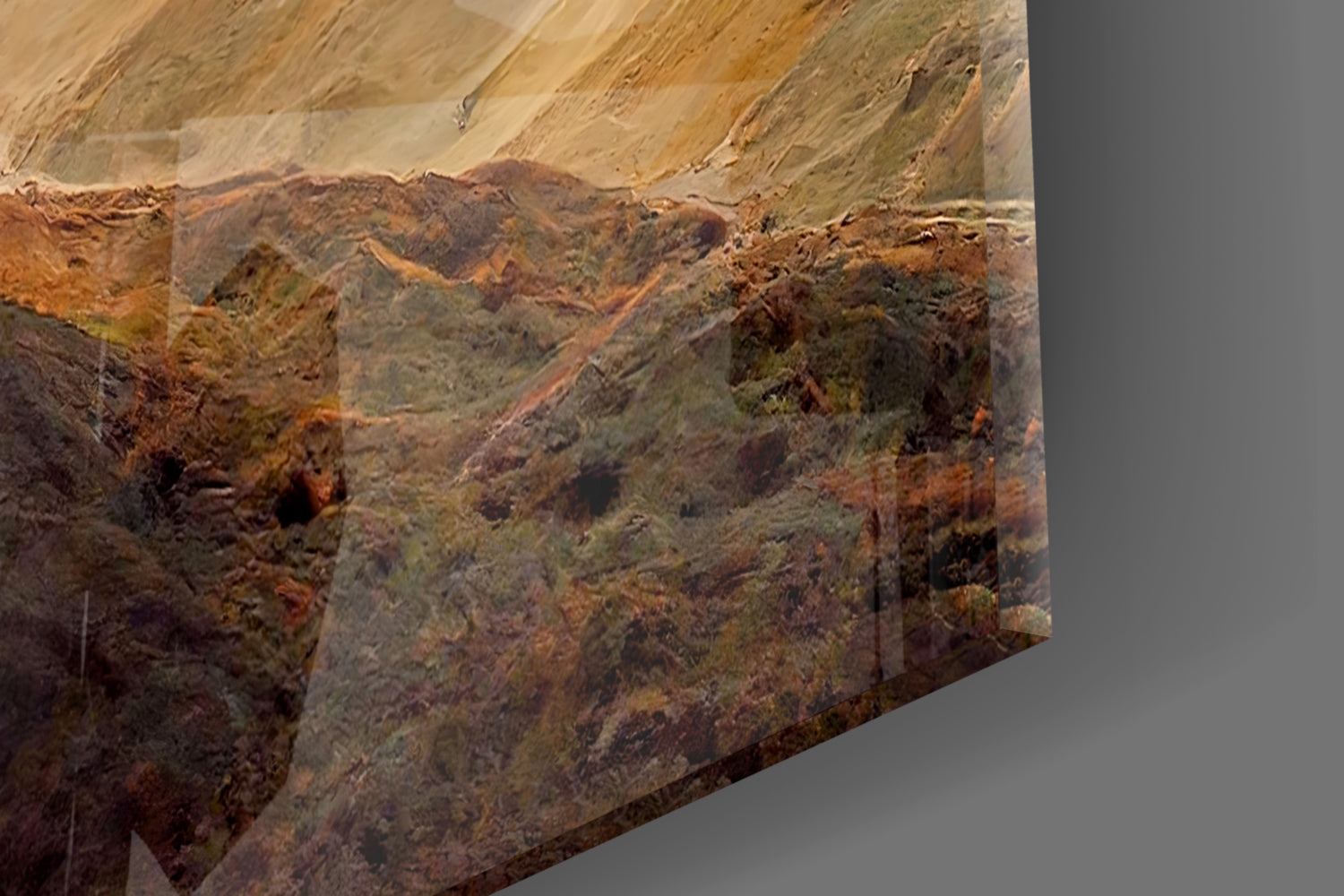 Pale Sun Foggy Ochre Hills Glass Wall Art