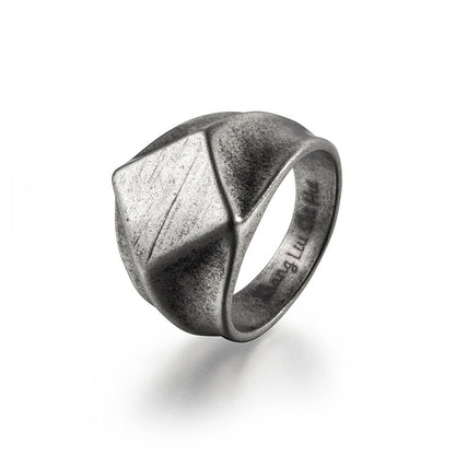 Minimalist geometric square diamond-shaped retro rings