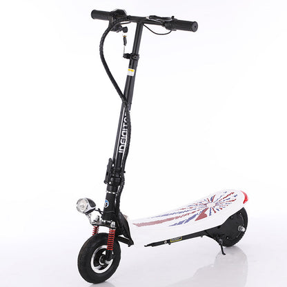 FlipStylez IDEIGITOD Black Foldable Electric Scooter | 24V Lithium Battery, Gold Spring Suspension, LED Headlight, Kids &amp; Adults E-Scooter