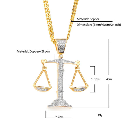 Justice Scale Iced Out CZ Hip Hop Necklace