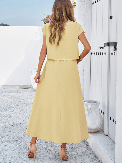 Casual solid color vest dress