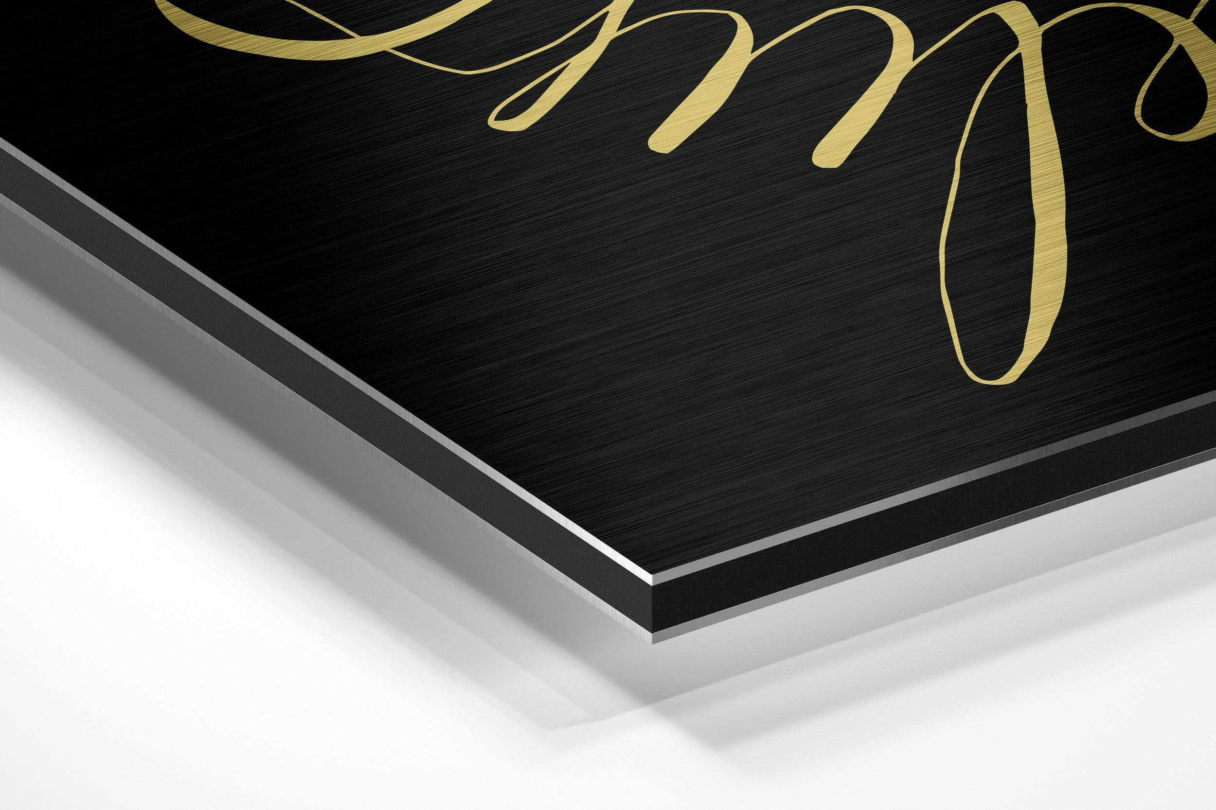 Gold Lettering Believe Quote on Black Brushed Aluminium Dibond Wall Art