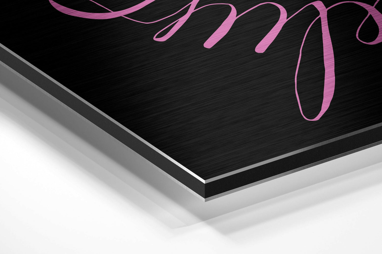 Pink Lettering Believe Quote on Black Brushed Aluminium Dibond Wall Art