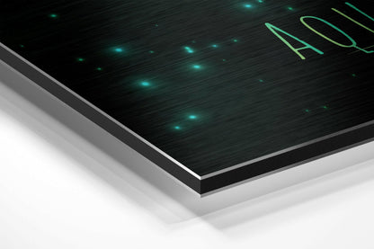 Green Brushstroke Aquarius Star Sign Brushed Aluminium Dibond Wall Art