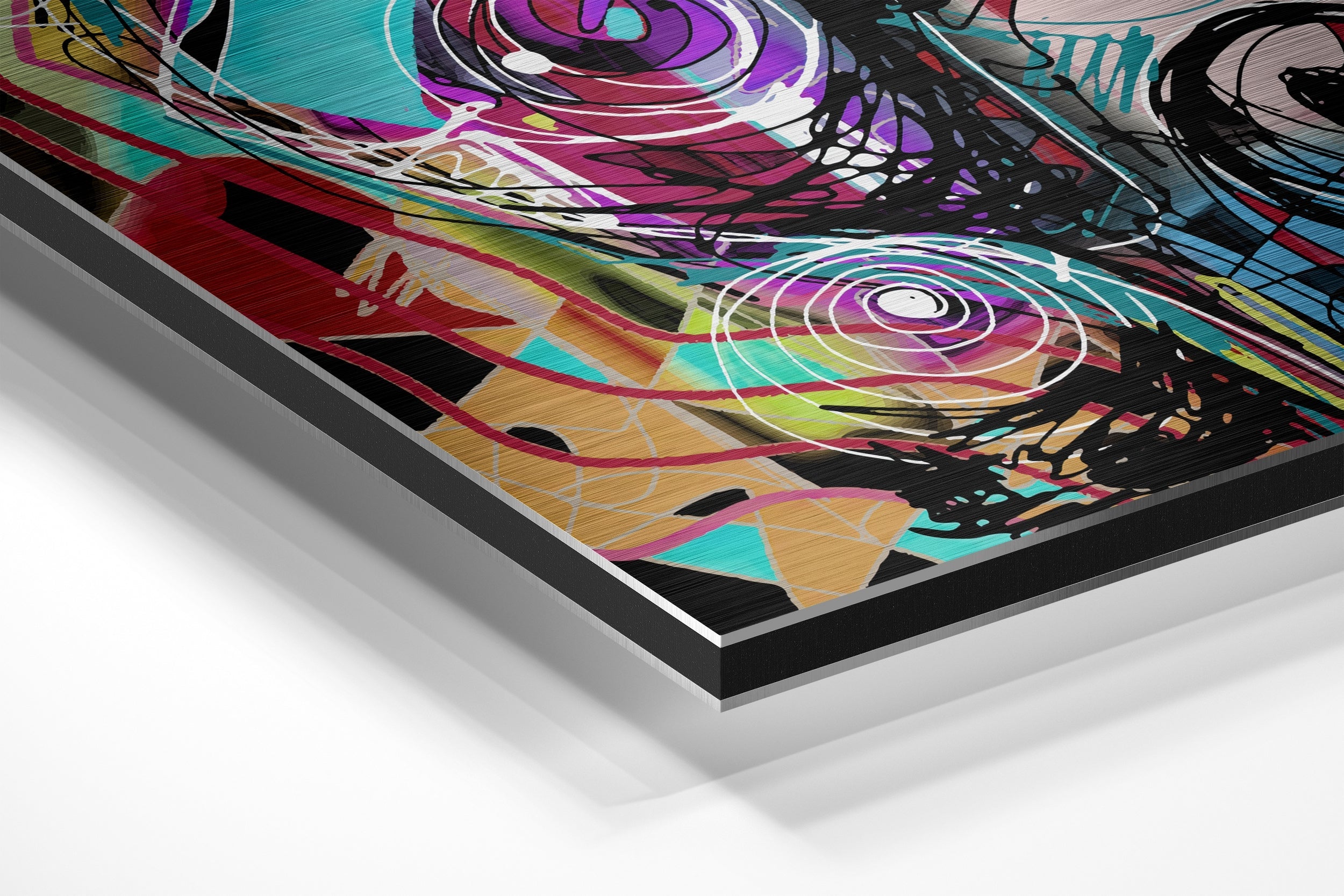 Graffiti Blue Eyes Face Brushed Aluminium Dibond Wall Art