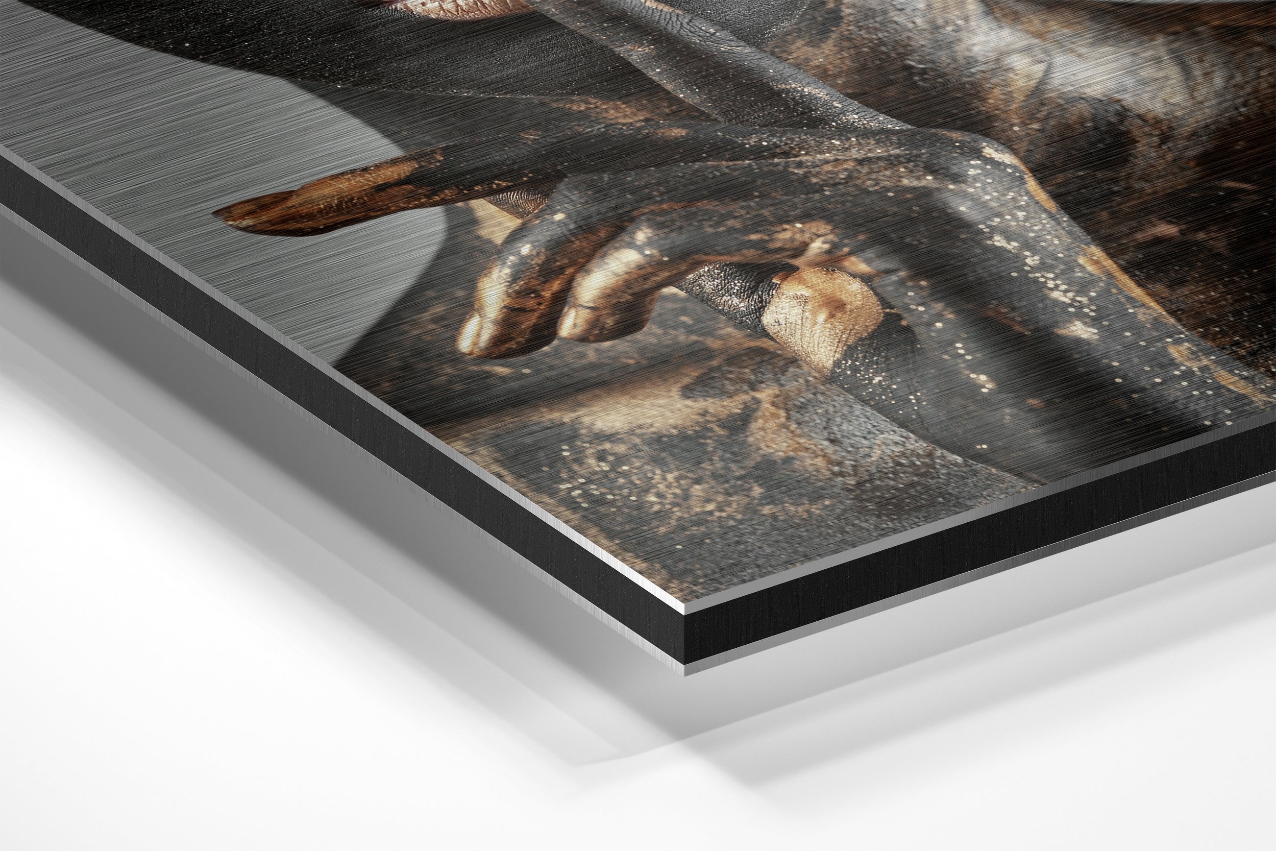 Gold Leaf Trio Portrait Collage Brushed Aluminum Dibond Wall Art