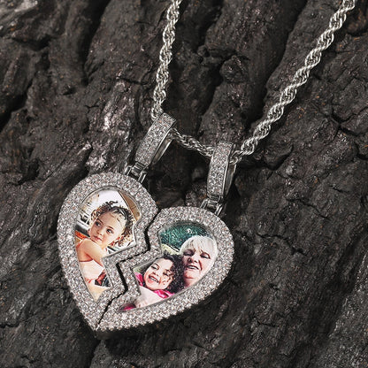 magnetic necklace for couples custom heart photo pendant