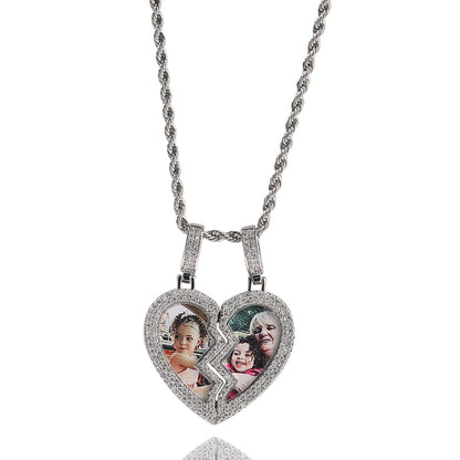 magnetic necklace for couples custom heart photo pendant