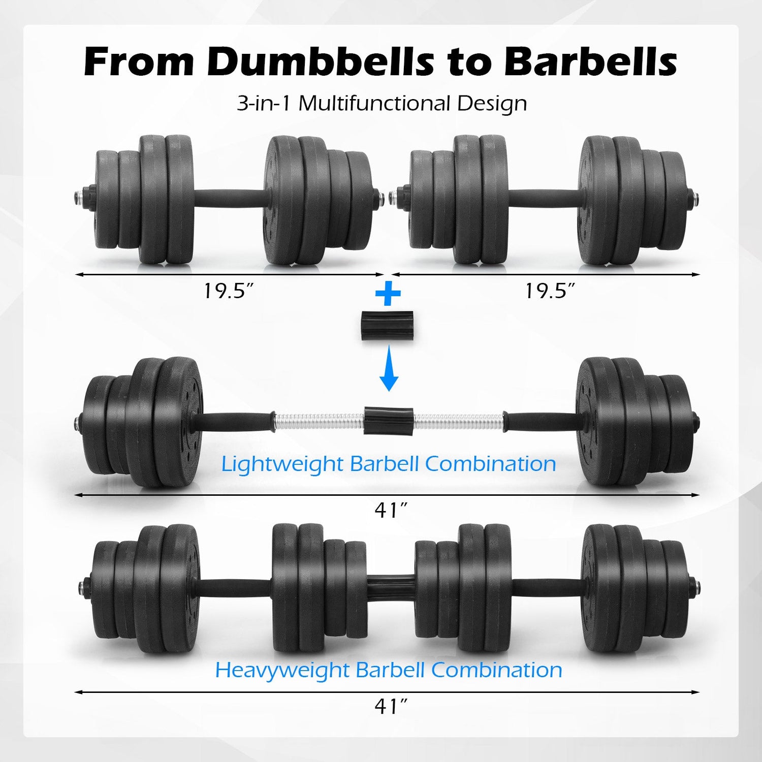 Adjustable Dumbbells 66 LBS Free Weights with Connectors for Home Gym Fitness Workout