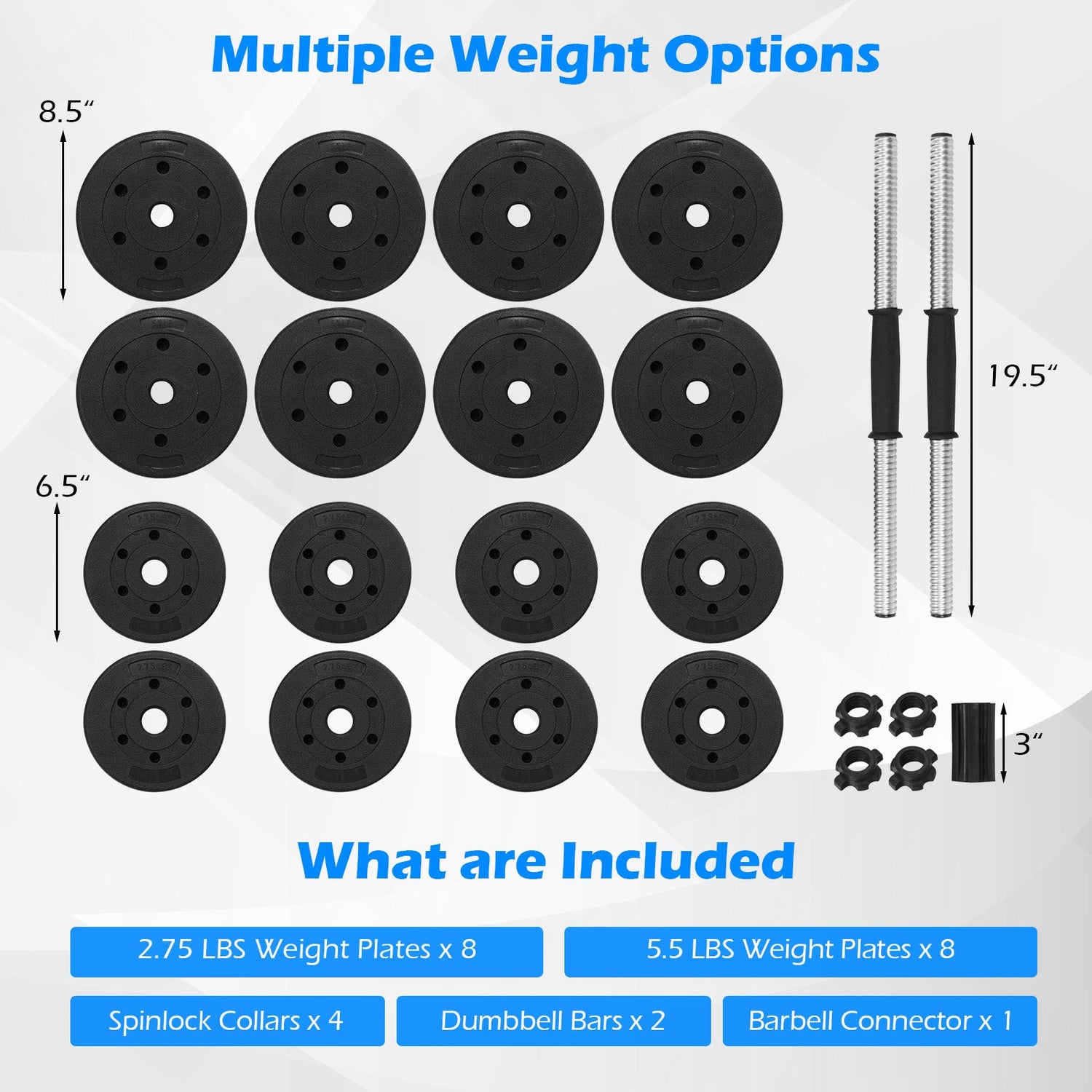 Adjustable Dumbbells 66 LBS Free Weights with Connectors for Home Gym Fitness Workout