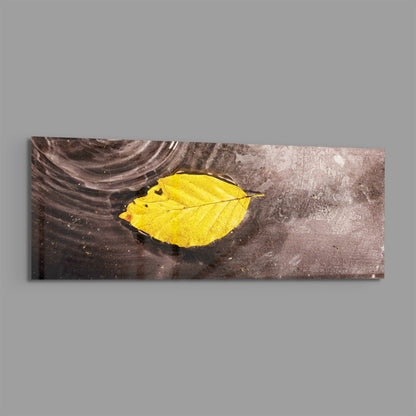Yellow Leaf Glass Wall Art (36"x14")