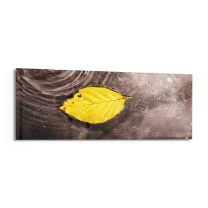Yellow Leaf Glass Wall Art (36"x14")