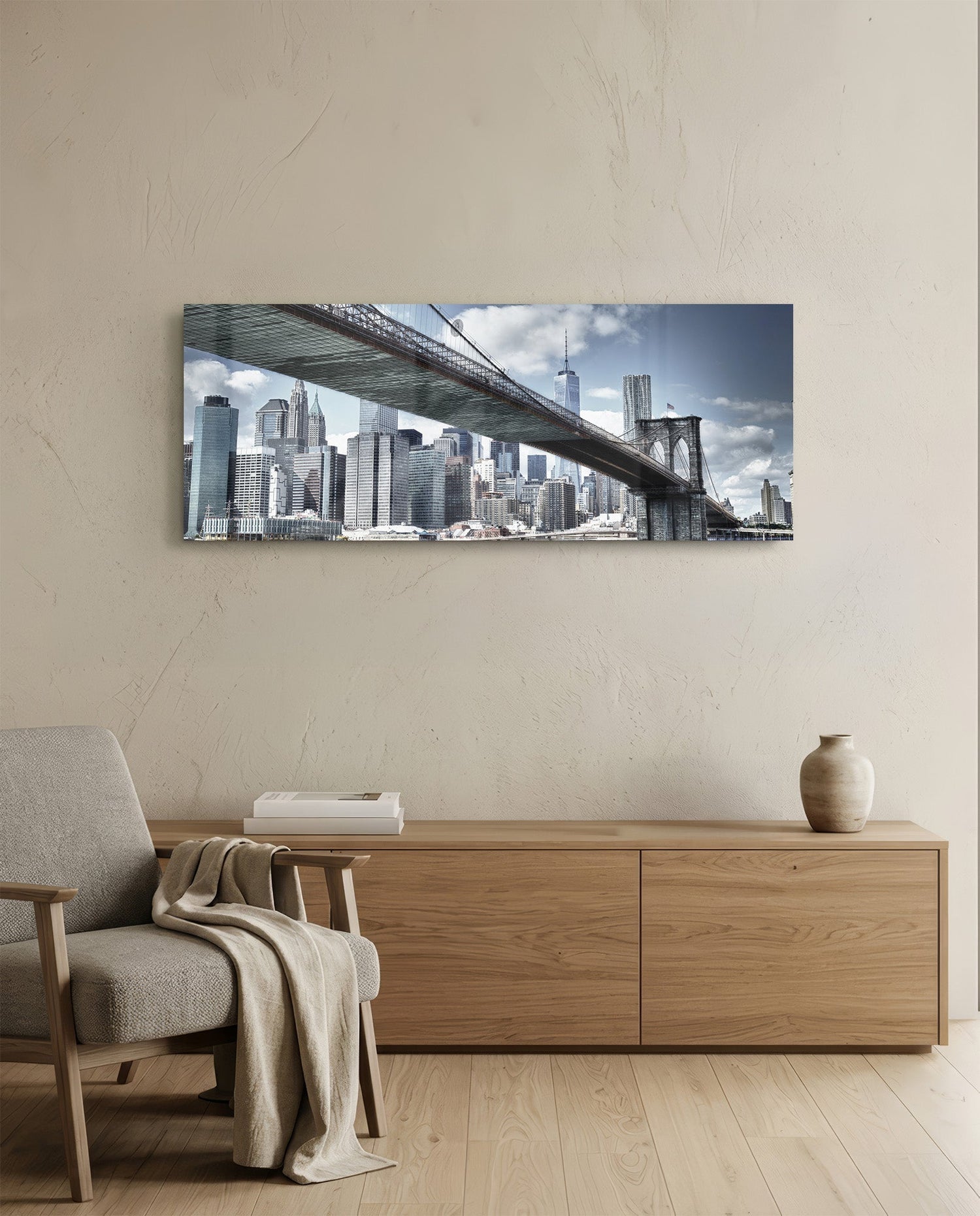 Brooklyn Bridge Glass Wall Art (36"x14")