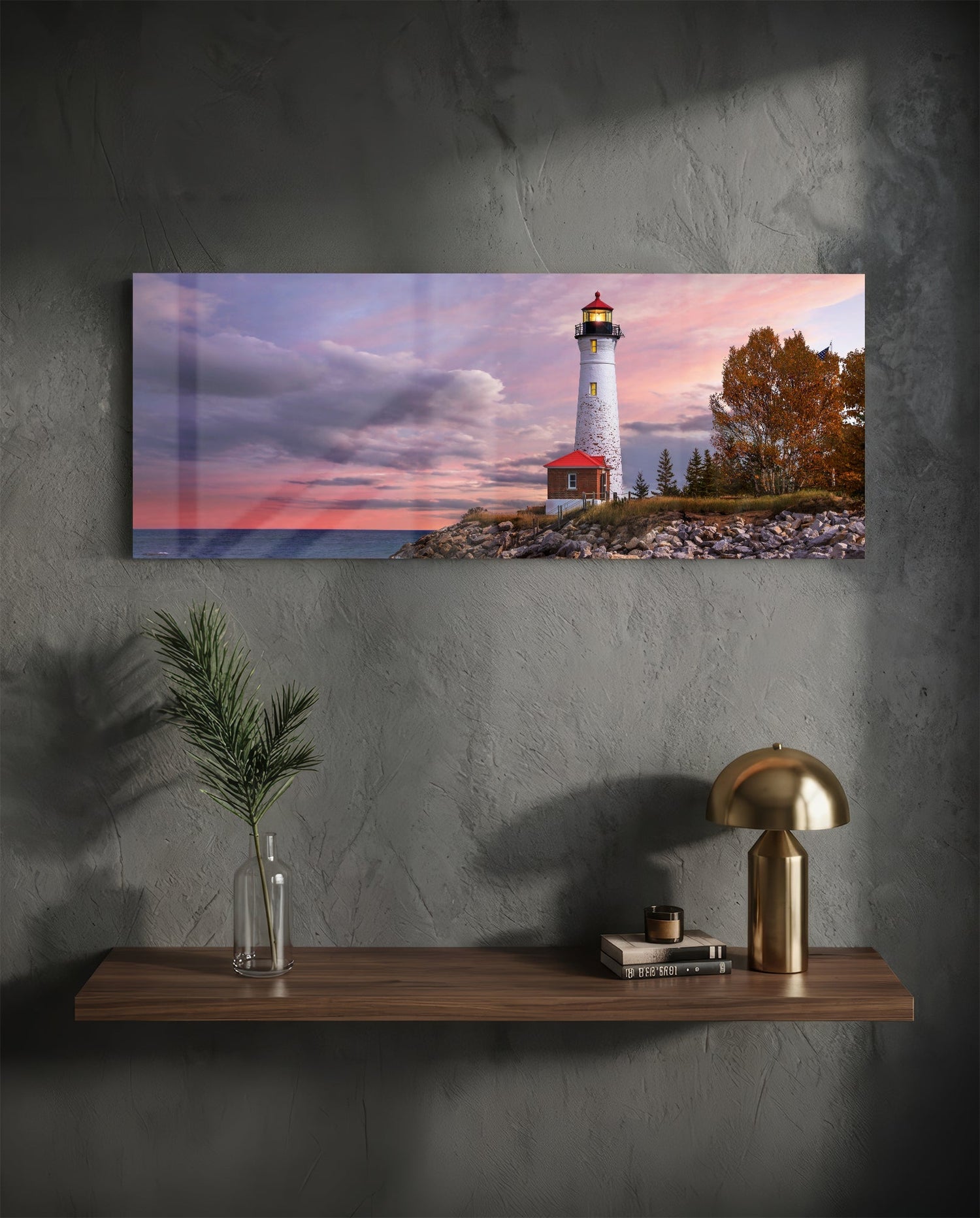 Lighthouse Glass Wall Art (36"x14")
