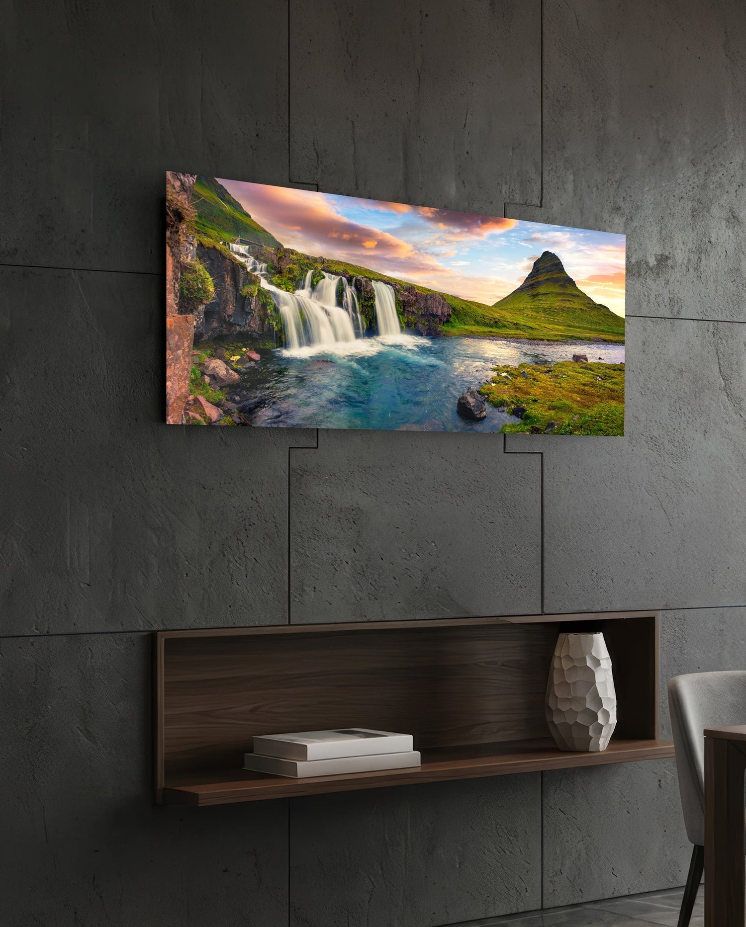 Waterfall Glass Wall Art (36"x14")