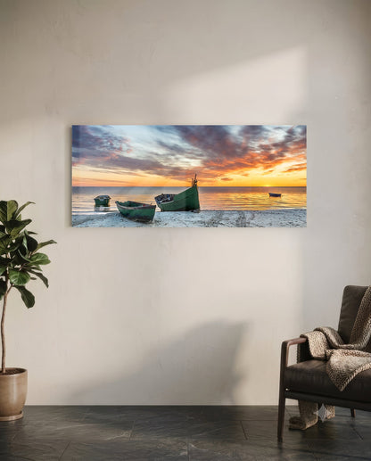 Sunset By The Sea Glass Wall Art (36"x14")