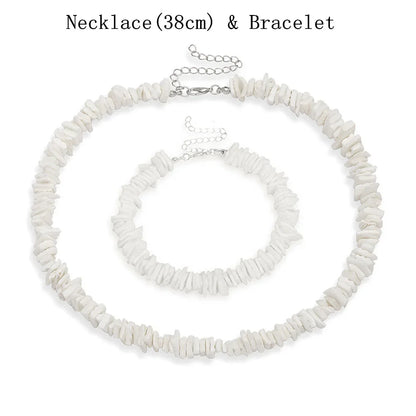 Bohemian Hawaii Puka White Clam Chips Shell Necklace