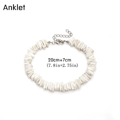 Bohemian Hawaii Puka White Clam Chips Shell Necklace