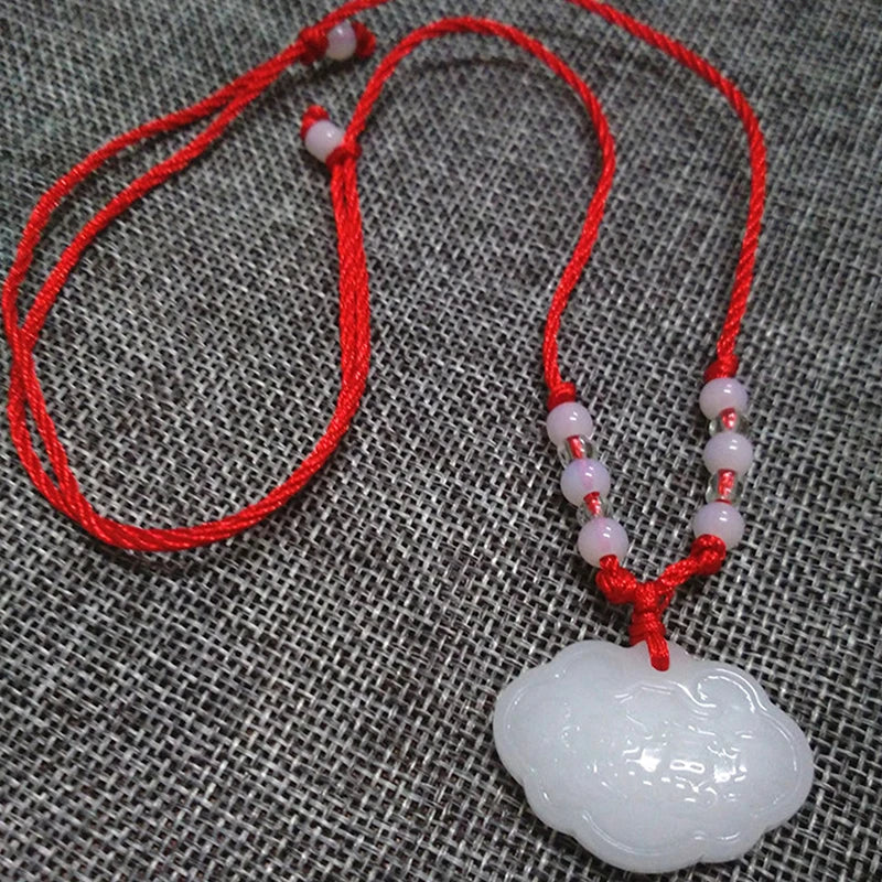 Buddhist Woven Necklace Lotus Guanyin jade Buddha Pendant Long Life Lock Pendant Lucky Necklace