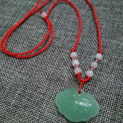 Buddhist Woven Necklace Lotus Guanyin jade Buddha Pendant Long Life Lock Pendant Lucky Necklace