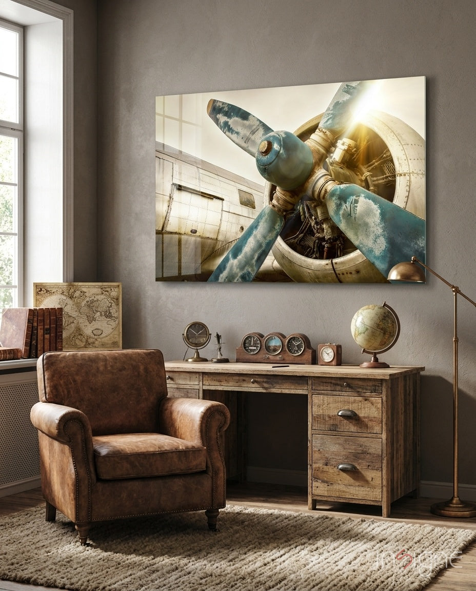 Airplane Glass Wall Art