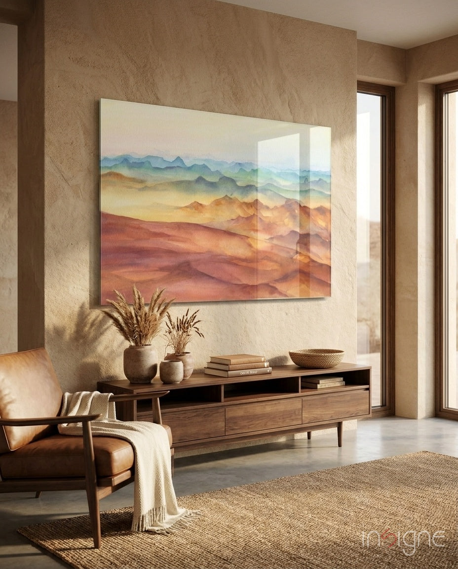 Abstract Mountains Glass Wall Art