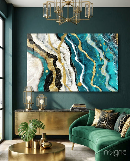 Marble Waves Glass Wall Art