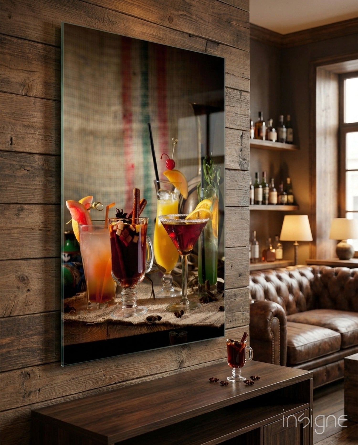 Rustic Spiced Winter Cocktails Glass Wall Art