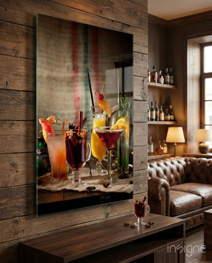 Rustic Spiced Winter Cocktails Glass Wall Art