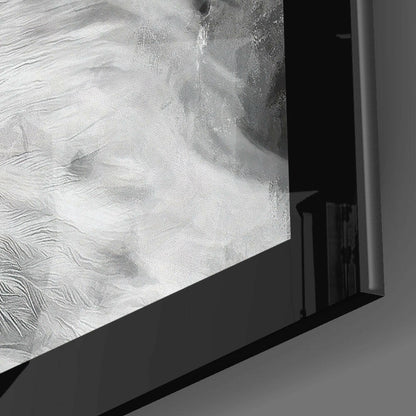 Gray Painted White Eagle Glass Wall Art