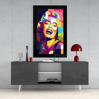 Pop Art Laughing Blonde Glass Wall Art